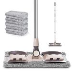 MAYSHINE Microfiber Hardwood Floor Wet and Dry Dust Mop w/ 5 Reusable Pads, 360 Spin Mop System | Use on Wood, Tile, Laminate, Vinyl and More | Flat Mop with 60" Extendable Stainless Steel Handle