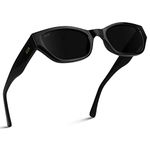 WearMe Pro - Thick Rectangular Trendy Women Sunglasses, Black Frame/Black Lens, One Size