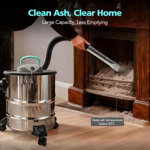 BLUEMARS Ash Vacuum Cleaner 20L – 1000W Stainless Steel, HEPA Filter, Blower, Wheels