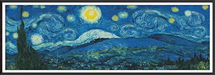 YEESAM ART Cross Stitch Kits Stamped for Adults Beginner Kids, Starry Sky by Van Gogh 11CT 149×54cm DIY Embroidery Needlework Kit with Easy Funny Preprinted Patterns Needlepoint Christmas