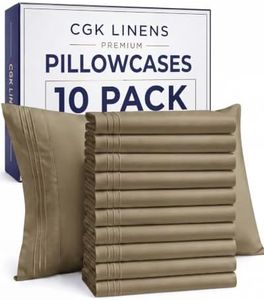 King Pillow Cases Set of 10 - Ultra Soft Hotel Quality Pillowcase Covers - Comfy & Wrinkle Free - Wrinkle & Fade Resistant - Soft, Easy-Care, Machine Washable Pillow Protectors - 10 Piece Set - Khaki