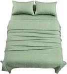 Mooreeke Bamboo Draps Queen Sheets, Cooling Bed Sheets Rayon Derived from Bamboo, Green Breathable & Soft Bed Sheets