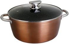 WECOOK! Professional High Cooking Pot with Glass Lid 28 cm Induction, Ecological Non-Stick Stone without PFOA, Forged Aluminium, 2.8 mm Thick, Copper, Stainless Steel Handle, Vitroceramic, Gas, Oven