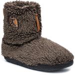 Bedroom Athletics Mens Gosling Snow Tipped Sherpa Slipper Boot Soft Warm fluffy Zip Memory Foam Indoor Outdoor Machine Washable non slip Ankle Boot house Slippers - Dark Chocolate UK 11/12