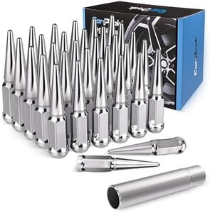32PCS M14x1.5 Spike Lug Nuts 4.4" Tall, 14x1.5 Chrome Wheel Spike Lug Nuts for 8 Lug Trucks, One Piece Cold Forged Closed End Lug Nuts for Silverado Sierra F250 F350 RAM 2500 3500 Aftermarket Wheels