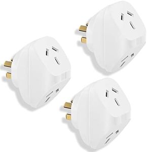 Double Power Plug Outlet Extender, Triple Plug Adaptor, Multi Plugs Extension, Sockets Adapter, 10 Amp, Power Extender, Wall Socket Plug, Outlet Splitter, White, for Home/Office