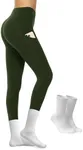 Opuntia High Waisted Workout Yoga Legging with Pockets - Soft Thick Yoga Pants Comfy Stretch Casual Black Green Pink Pants