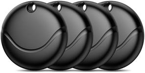 Air Tracker Tags-4 Pack Black, Bluetooth Tracker Works with Apple Find My (iOS Only), Smart Tag with Lanyard, Item Finder for Luggage, Key, Suitcases, Replaceable Battery, IP67 Waterproof Tracking Tag