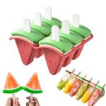 Popsicle Moulds with Sticks, 6 Watermelon Ice Lolly Moulds BPA Free Ice Cream Moulds Reusable Ice Pop Holders for Kids Babies Adults, DIY Fruit Yogurt Juice