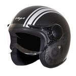 Vega Jet Old School W/Visor Dull Black Silver Helmet-M