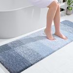 OLANLY Luxury Microfiber Bath Mat, Extra Soft and Absorbent Bathroom Mat, Non-Slip Plush Shaggy Bathroom Rug, Machine Wash Dry, Bath Rugs for Bathroom Floor, Tub and Shower, 20x59, Blue