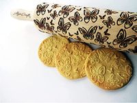 BUTTERFLIES Embossing Rolling Pin. Laser Engraved Dough Roller with BUTTERFLIES Pattern for Homemade Cookies. Wooden Rolling Pin by Algis Crafts