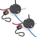 2PS Ceiling Fan Switch Zing Ear ZE-208s E89885 3 Speed 4 Wire Pull Chain Switch Fan Light Switch Replacement Part With 4 Pre-Installed Wires(Black Chain)