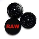 RAW Unrefined Classic 3-Part Plastic Herb Grinder - Magnetic Shark Teeth, Compact & Efficient - Available in Earthy Brown or Sleek Black (Black)