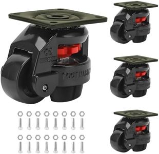 Heavy Duty Leveling Casters,Leveling Machine Casters with Rubber Pad,FM-100F Plate Mounted Retractable Workbench Caster,Leveling Feet Wheels,Loading Capacity 6600 lbs, Pack of 4(Blck-3 INCH)