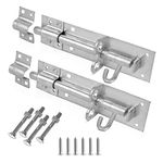 Pack of 2 - Gate Bolt Lock Shed Door Lock 8'' Heavy Duty Brenton Bolt as Garden Gate Lock Powder Coated Zinc Plate Galvanised for Extra Security