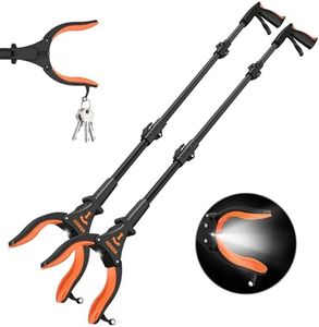 Kekoy 2 Stück Greifer mit Licht, 81cm Faltbare Greifzange für Senioren, Aluminium Müllgreifer Zange, mit Drehbarem Magnet Greifer, Gemütlich Gummigriff, Robuste Müllzange für tägliche Aufgaben,Orange