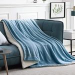 BSB HOME Sherpa Fleece Blanket Double Size Winter Super Soft Extra Warmest and Heavy Thick Winter 500Gsm Bed Blankets for Couch Sofa Bed, 90" X 90" (Aqua), 300 tc