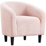 Yaheetech Tub Chair, Accent Chairs for Living Room, Boucle Fabric Armchair, Cozy Barrel Chair with Sturdy Legs for Bedroom/Office/Cafe Bar, Pink