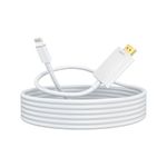 jojobnj Lightning to HDMI Cable 6ft HDMI Cable for iPhone Digital AV Adapter, 1080P HD Video Sync Screen Compatible with iPhone to HDMI for TV Projector Monitor, Just Plug and Play(White)