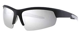 Visions India Men's Wrap Sunglasses (Matte Black Frame, Silver Mirror Lens)