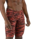 TYR Men's Durafast Elite Athletic Jammer Swimsuit Swim Trunks, Black/Orange, 30