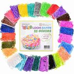 Loom Rubber Bands, 12750pc Rubber Band Refill Kit in 26 Colors with 500 Clips 6 Hooks, INSCRAFT Loom Bands