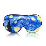 ECHOLLY VAN GOGH Sleep Eye Mask-Perfect Light Blockout Comfort Soft Eye Mask for Women Men-100% Silk Eye Mask 1 Pair of Ear Plugs Eye Mask for Sleeping with Pouch for Travelling (Starry Night)