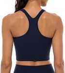 Lavento Women's Racerback Sports Bras Yoga Crop Top with Built in Bra (Brushed True Navy, 8)