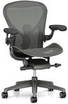 Herman Miller Aeron Ergonomic Office Chair with Tilt Limiter and Seat Angle | Adjustable PostureFit SL, Arms, and Carpet Casters | Medium Size B with Carbon Finish