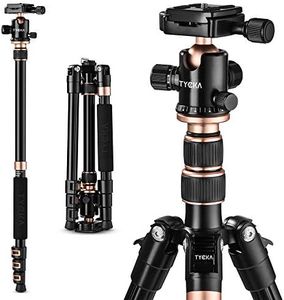 TYCKA 56” Camera Tripod, Lightweight Aluminum Travel Tripod Professional Compact Tripod Monopod for DSLR Camera with 360 Degree Ball Head, Quick Release Plate, Carry Bag