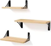 Smatto Floating Shelves Set of 3, Wall Mounted Rustic Wood Shelves, Heavy Duty Floating Wall Shelves for Kitchen Bathroom Storage, Hanging Shelves for Living Room Decor, Bedroom and Office