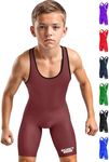 Exxact Sports Plain Youth Wrestling Singlet For Boys, Premium Powerlifting Singlet, Kids Wrestling Singlets For Training - (Maroon, YS)