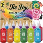 Jim&Gloria Tie Dye Kit for Kids & Adults 36 Tiedye Powder 12 Larger Bottles Fabric Dyes for Clothing Permanent with Soda Ash for Tie Dye Kits for Large Groups Paint Party Summer Activities DIY Crafts