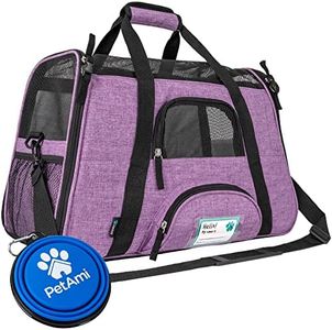 PetAmi Premium Airline Approved Soft-Sided Pet Travel Carrier | Ventilated, Comfortable Design with Safety Features | Ideal for Small to Medium Sized Cats, Dogs, and Pets (Large, Heather Purple)