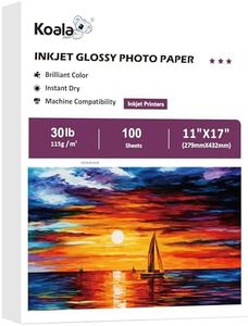 Koala Glossy Thin Inkjet Paper 11X17 Inches 100 Sheets 30LB Printer Paper Compatible with Inkjet Printer Use DYE INK 115gsm