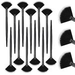 Ziliny 12 Pcs Soft Facial Fan Brush Blush Makeup Brush Face Mask Acid Applicator Multi Use Cosmetic Tools for Peel Mask Makeup for Mud Cream (Black)