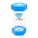 Sand Timer 2 Minute Hourglass Timer: Plastic Sand Clock 2 Minutes, Large Blue Sand Watch 2 Min, Colorful Hour Glass Colorful Sandglass Timer for Kids, Game, Classroom, Kitchen, Decoration (2min)