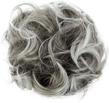 CAISHA Large Hairpiece Scrunchy Instant Updo Curly Messy Bun Gray Mix G19E