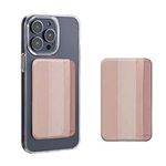 kwmobile Card Holder for Smartphones (Set of 2) - Stick On Wallet for Back of Phone or Case with Hand Strap - Metallic Rose Gold