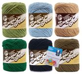 Lily Sugar'n Cream 100% Cotton Yarn 6-Pack Bundle with Bella's Crafts Stitch Markers (Earthtones)