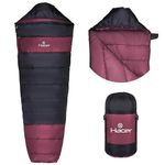 Hacer Khardunga La Camping Sleeping Bag with Secret Pocket Mummy Shape 210T Polyester +6 to +15 Degree Winter Hiking Trekking Travelling for Baby, Adults Men & Women (7 Ft, 1.2 KG, Maroon & Black)