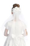 Pink Princess Holy Catholic First Communion Veil for Girls 7-16 w/Cross - 1st Velos para Niñas de Primera Comunion, White, One Size