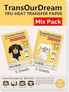 TransOurDream Iron on Heat Transfer Paper for Dark and Light T Shirts (Mixed Pack, 5+5 Sheets, 8.5x11") Printable HTV Heat Transfers Vinyl for Laserjet & Inkjet Printers (D3L3)