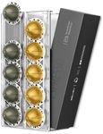 GALVANOX Storage Dispenser System for Nespresso Vertuo Pods (Holds 10 Pods and 2 Extra Box Sleeves) Coffee Capsule Holder - Under Cabinet or Wall Mount Organizer (w/Adhesive Backing), Clear Acrylic