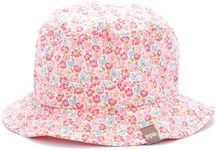 Toddler/Baby Girls Floral Print Bucket Sun Hat - Pink - Age 1-2 Years, with Chin Strap