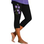 HOOUDO Womens Capri Pants 3/4 Leggings for Women UK Size 26 Cropped Jeggings Plus Size Limited Time Deals Must Haves for Teen Girls Spring Sale 2024 Black