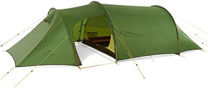 Naturehike Opalus Backpacking Tent Spacious Lightweight 3 Perosn Family Tent 3 Man Tunnel Tent with Awning (20D Green-3P)
