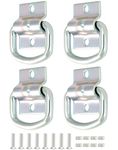 QWORK® 4 Pack Heavy Duty D-Rings Tie Down Anchors, Galvanized Steel Cargo Lashing Ring with Mounting Bracket and Screws for Trailers, Trucks, Boats, Kayak Securement