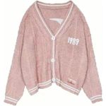 Lynkiss Women's Taylor Cardigan Chunky Long Sleeve Open Front Knit Button Down Knitwear,Pink,Medium